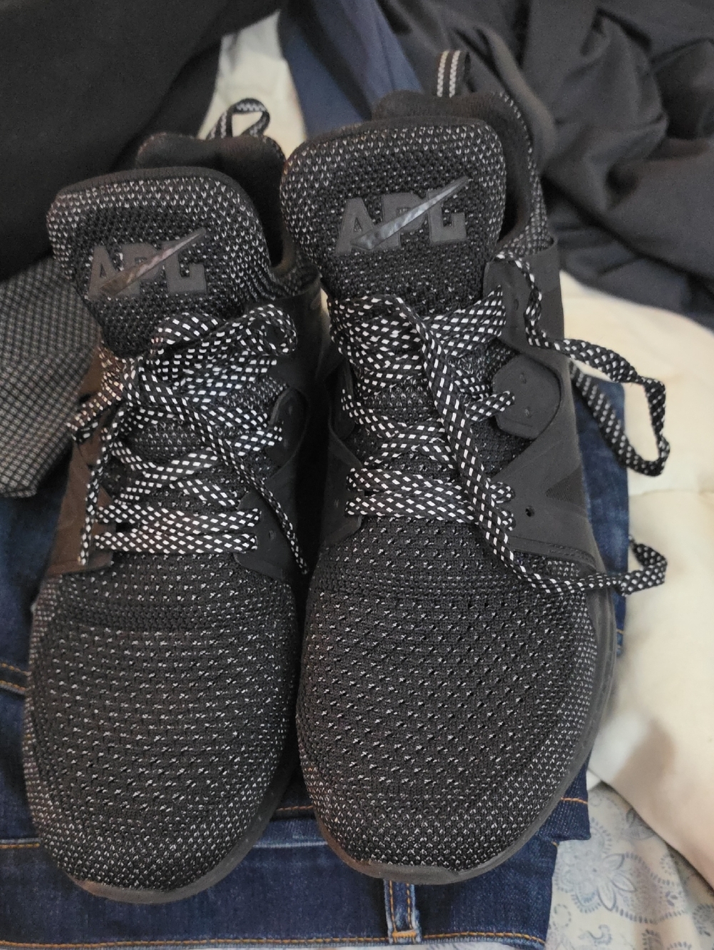 APL Black Knit Sneakers with Speckled Laces